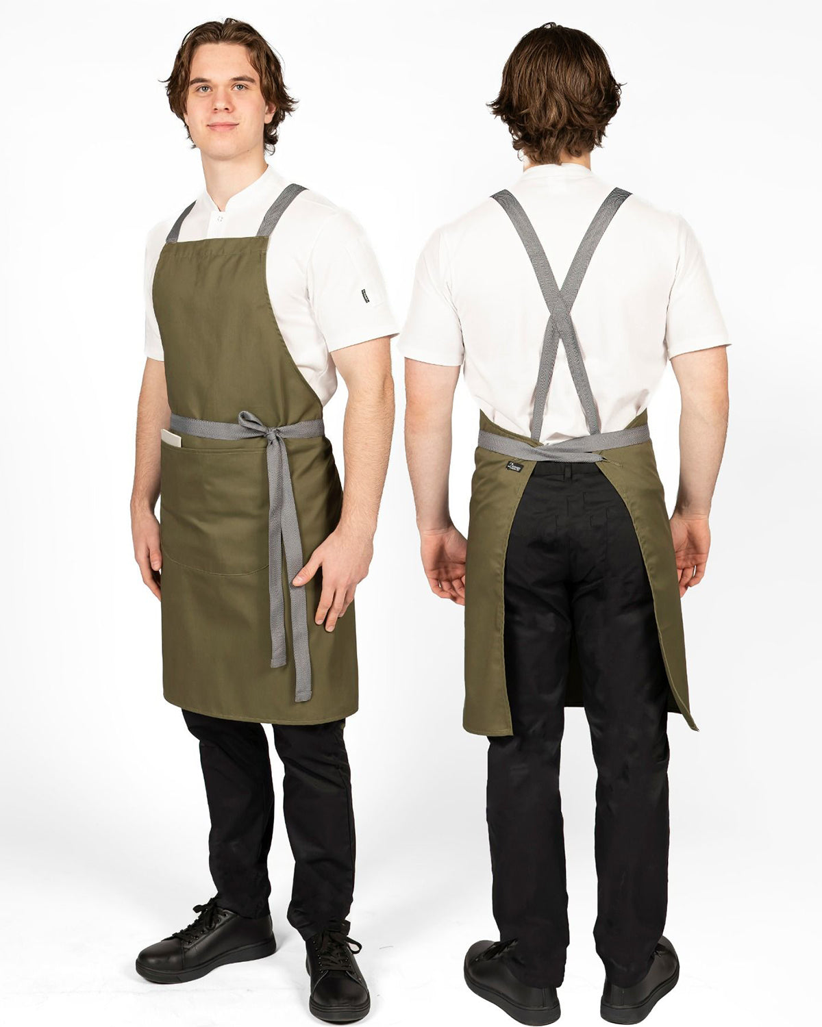 Dennys London apron with grey ties crossover